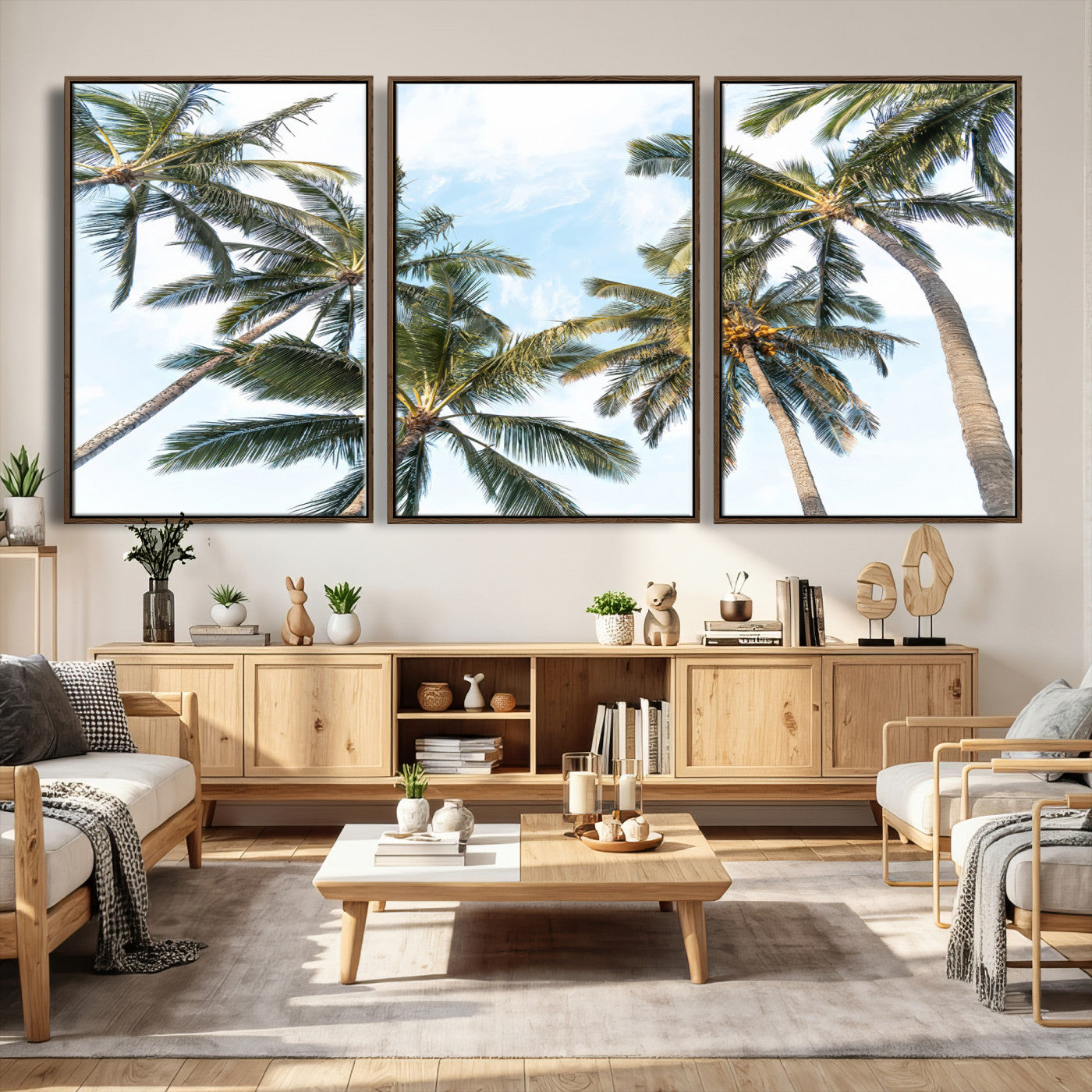 87247012-MGV-CV-36X24 - Tropical Palm Trees Wall Art – Sunlit Leaves & Blue Sky Canvas Print, Island Breeze and Vacation Vibes for Office or Home Decor