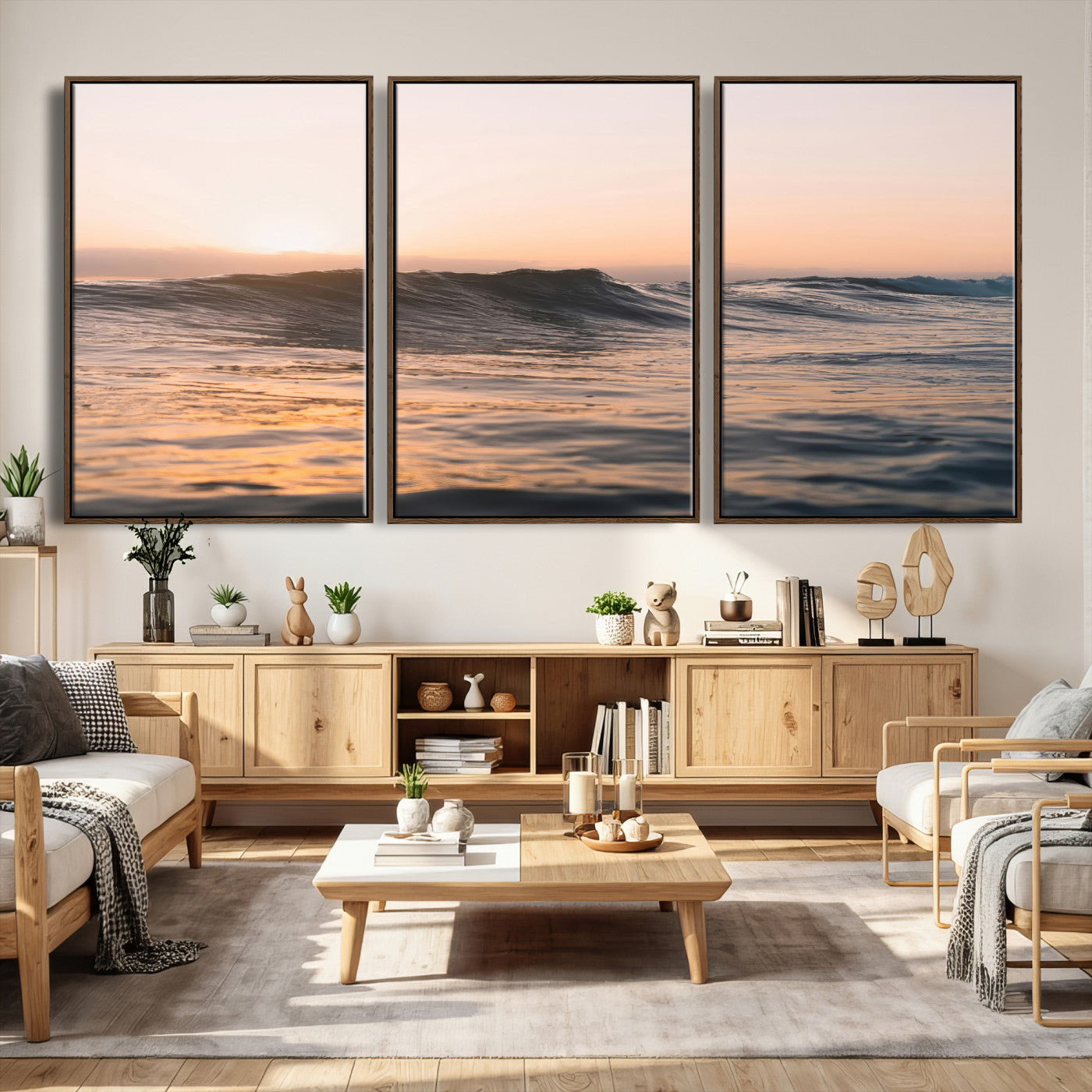 46299358-MGV-CV-36X24 - Golden Sunset Ocean Wall Art – Tranquil Waves & Peaceful Horizon Canvas Print, Soft Light and Evening Glow for Serene Beach, Home or Nature Decor