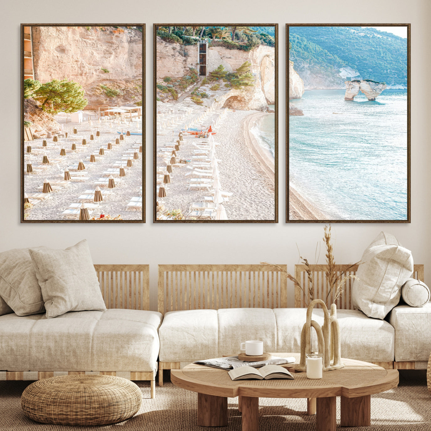-Beach Wall Art Canvas Print, Framed Coastal Art Picture Print, Summer Shore Perfect Coastal Decor