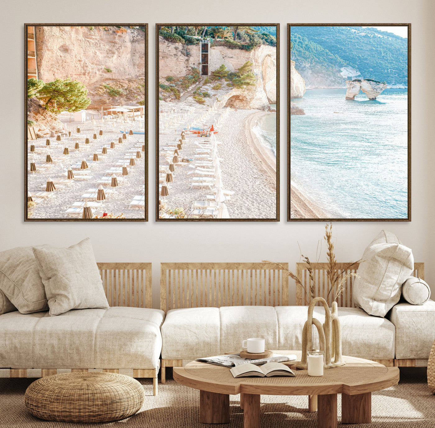 -Beach Wall Art Canvas Print, Framed Coastal Art Picture Print, Summer Shore Perfect Coastal Decor