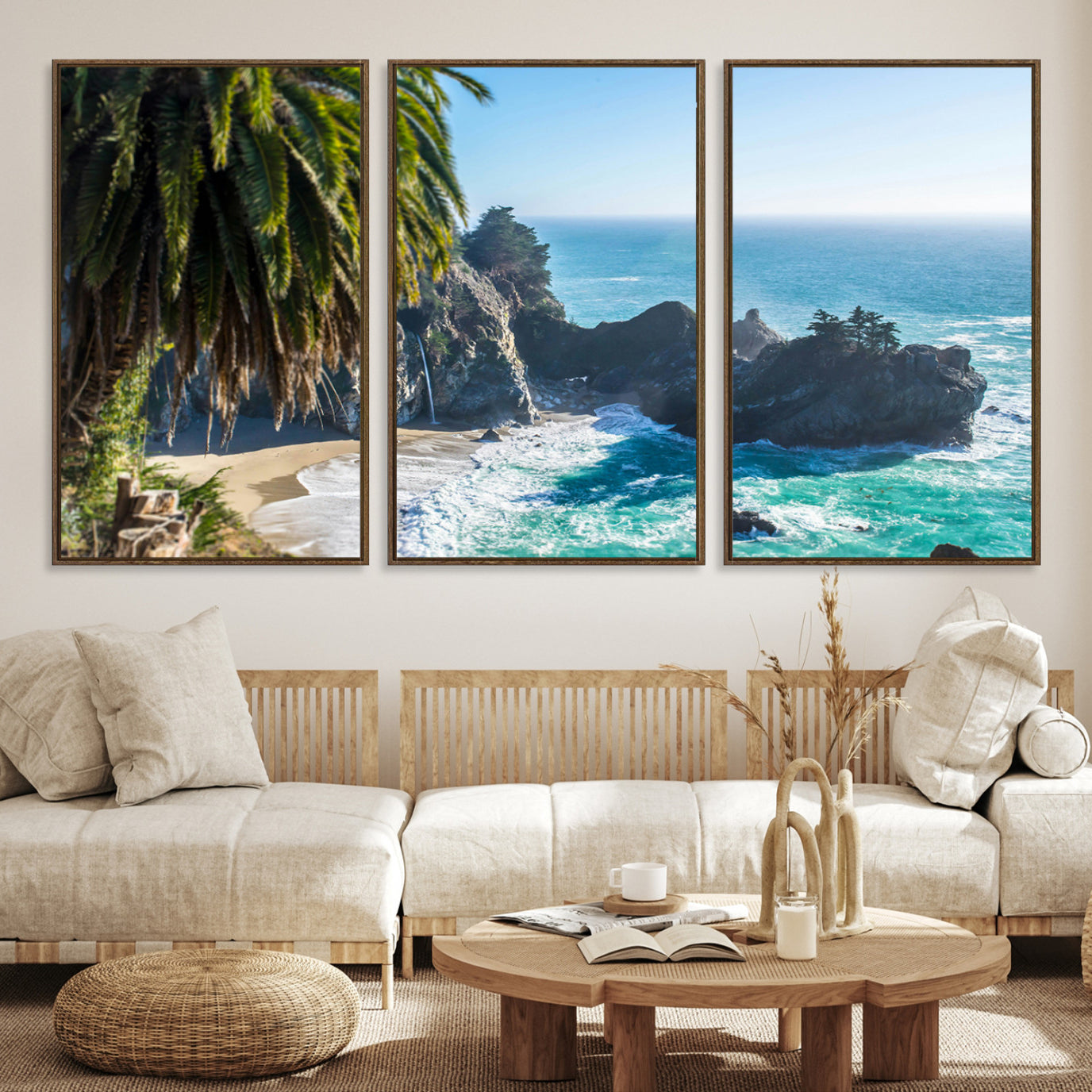 -Big Sur Wall Art Canvas Print – Framed California Coastline Tropical Ocean Photography Scenic Artwork for Home Office