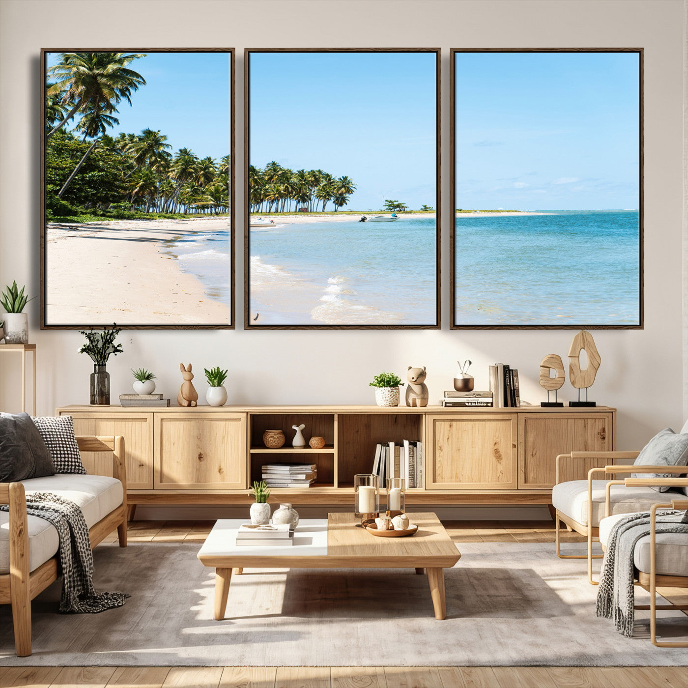37858872-MGV-CV-36X24 - Palm Tree Paradise Coastal Wall Art – Beach Scene and Ocean Breeze Canvas Print Tranquil Tropical Shore Decor for Living Room, Bedroom or Office