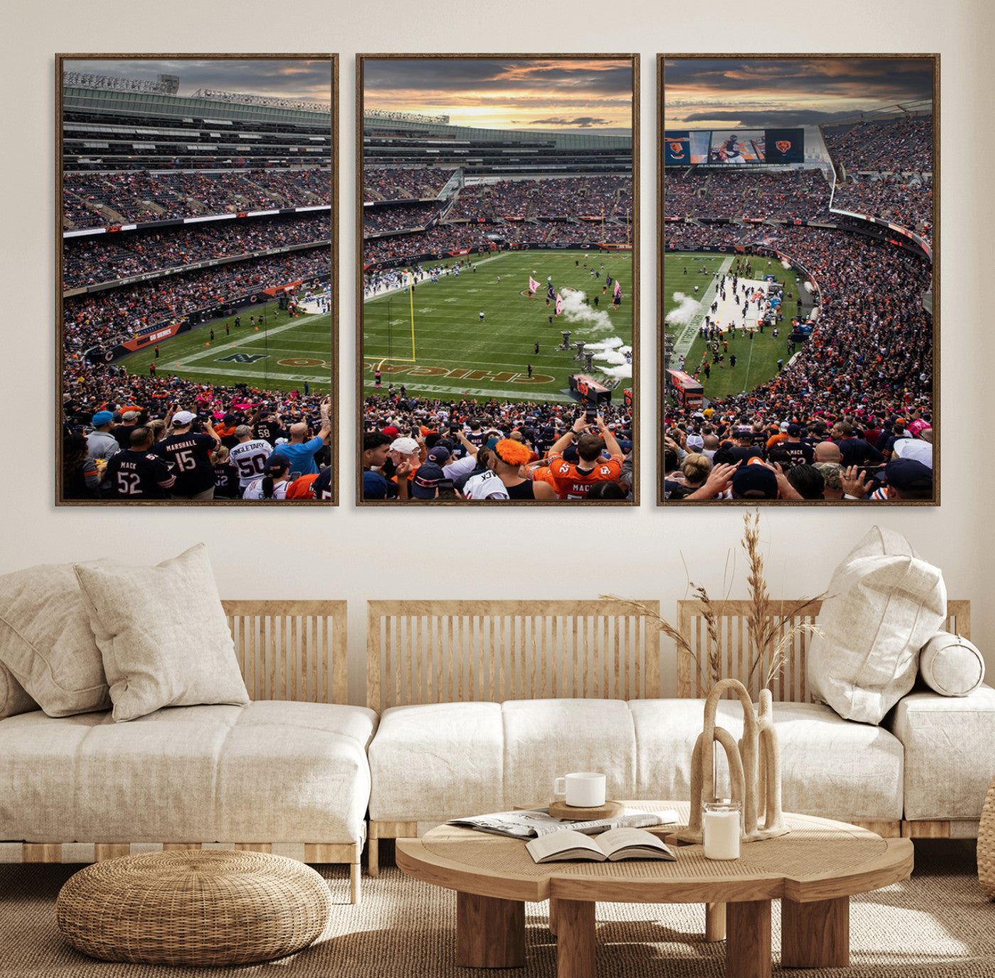 87578930-MGV-FC-60X30-3P_Walnut-Chicago Bears Soldiers Field Wall Art Canvas Print – Framed Football Stadium Artwork for Home, Office, Living Room