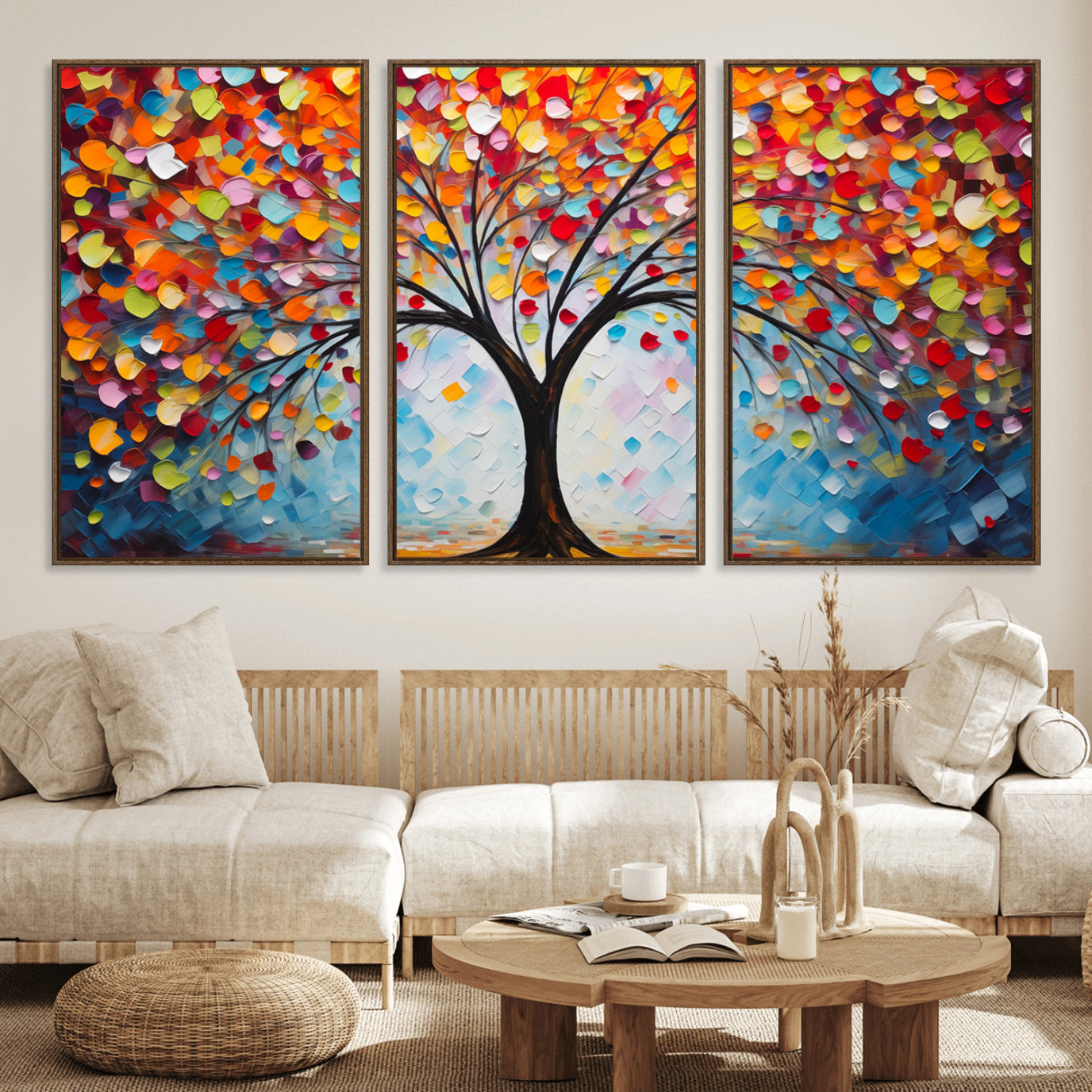 HS2447-MGV-CV-36X24-Vibrant Tree of Life Canvas Wall Art – Colorful Abstract Nature in Modern Decor - Ready to Hang