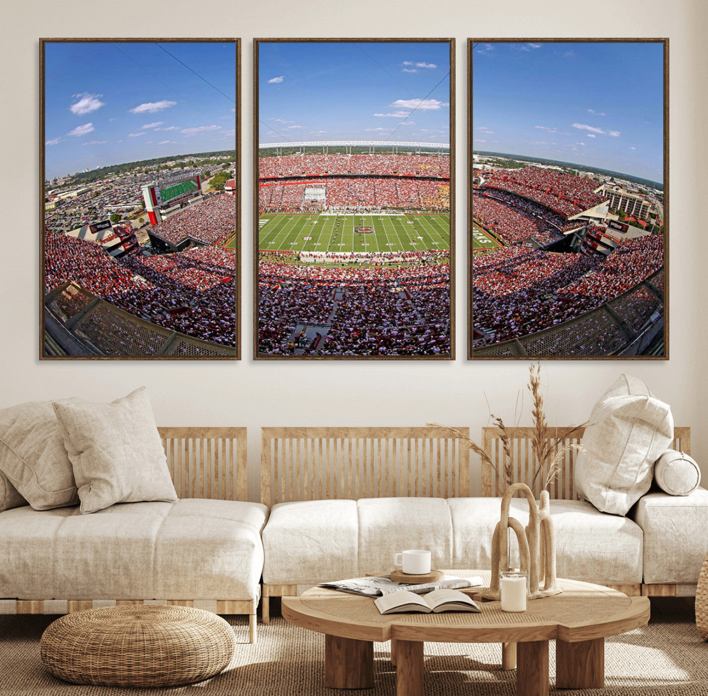 29492070-MGV-FC-60X30-3P - William Brice Stadium Wall Art Canvas Print – Stadium Crowd Sports Field Outdoor Event Football Game Artwork for Home Office