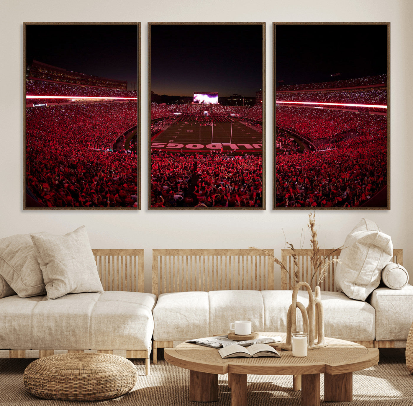 38331045-MGV-FC-60X30-3P_Walnut-Dooley Stadium Wall Art, Sports Arena Canvas Print, Dooley Field Sanford Stadium Artwork for Home, Office