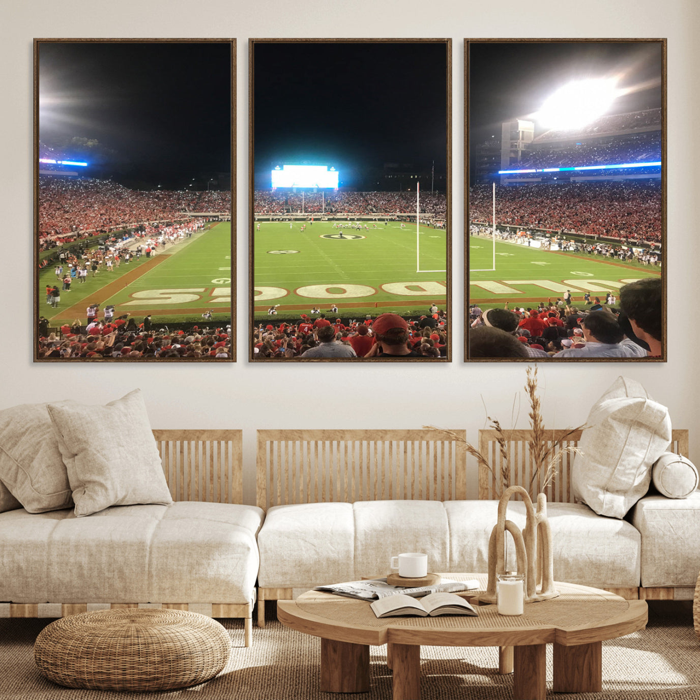 MGV-FC-60X30-3P - Dooley Stadium Wall Art Print, Sports Arena Canvas Wall Art, Panoramic Stadium Canvas Print, Modern