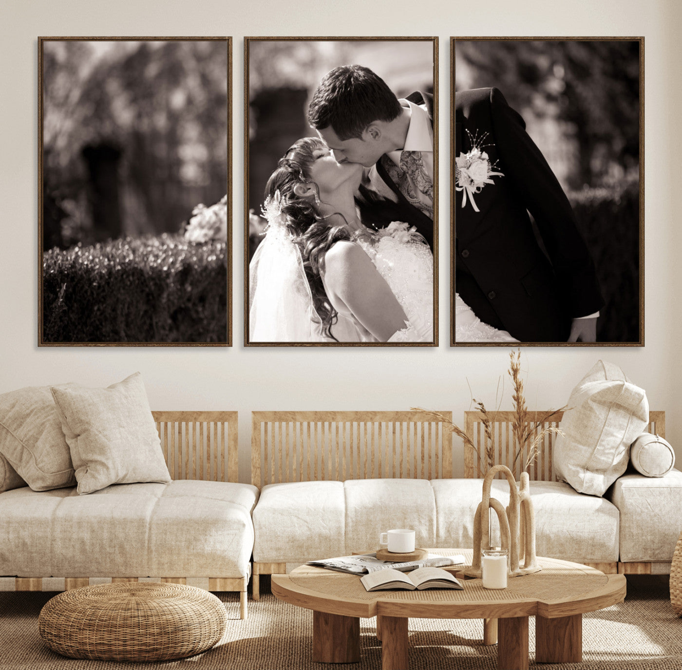 CSTM6030-MGV-FC-60X30-3P_Walnut-Create Your Own Photo Canvas Print - Personalized Wall Art for Home Decor Wall Art Print, Create