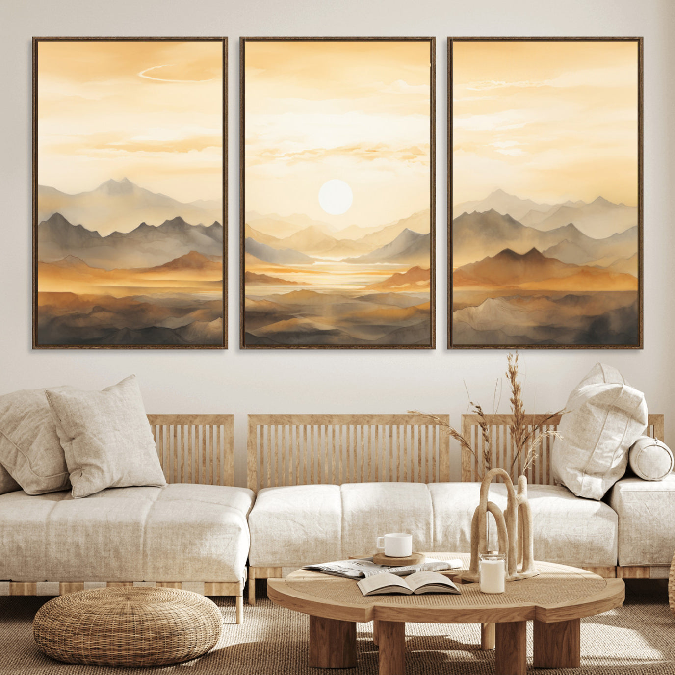 Nihat1-29-MGV-CV-36X24-Sepia Color Abstract Mountain Wall Art Canvas Print