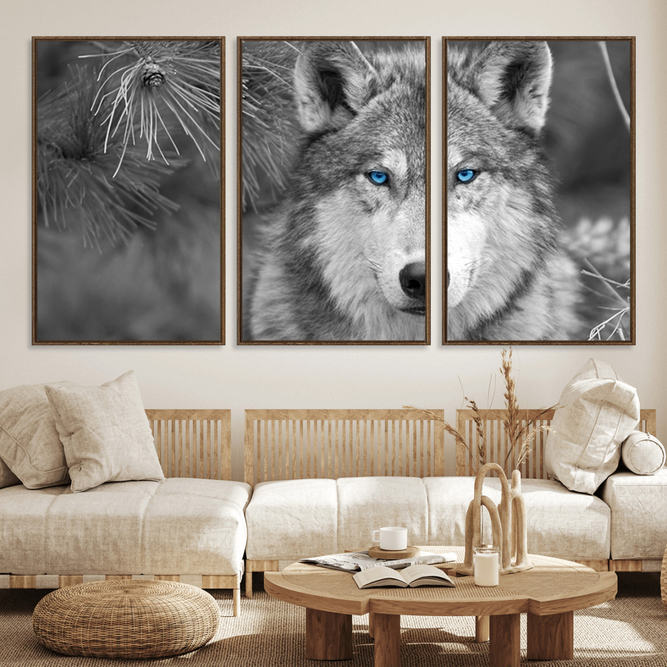 94795-MGV-FC-60X30-3P_Walnut-Wild Wolf Blue Eye Wall Art Canvas Print