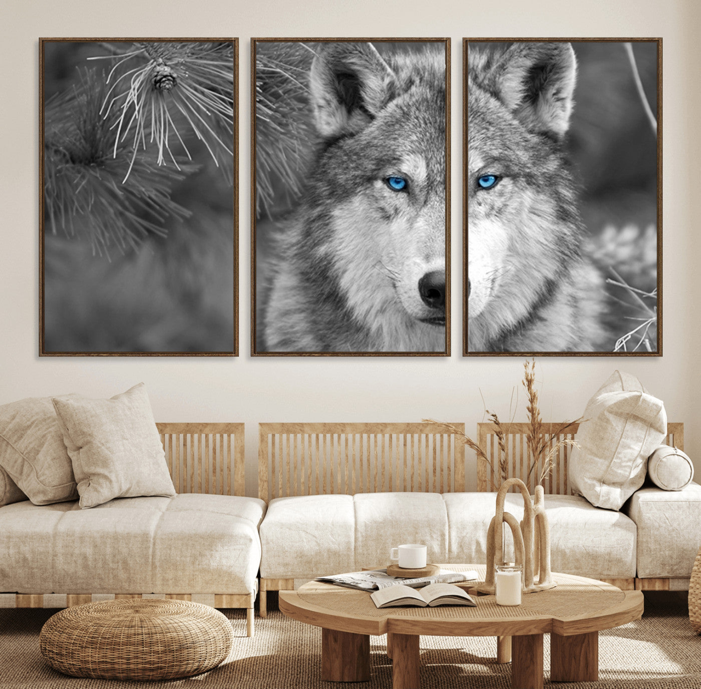 94795-MGV-FC-60X30-3P_Walnut-Wild Wolf Blue Eye Wall Art Canvas Print