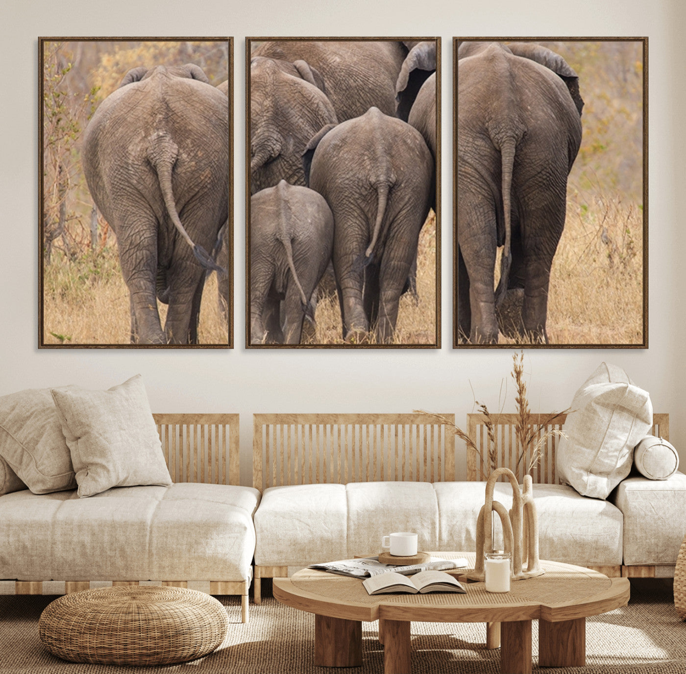 49700-MGV-FC-60X30-3P_Walnut-Wild Elephant Wall Art Canvas Print