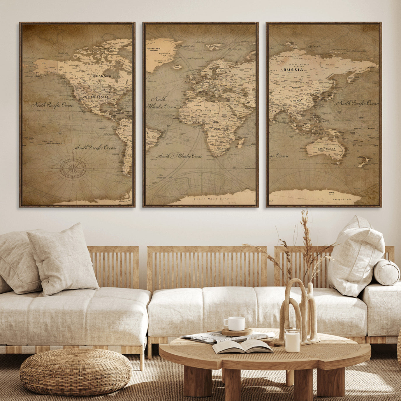 49946617-MGV-CV-36X24 - World Map Wall Art Canvas Print, Modern Decorative Framed Map Artwork Prints for Living Room, Office, Bedroom Wall Decor