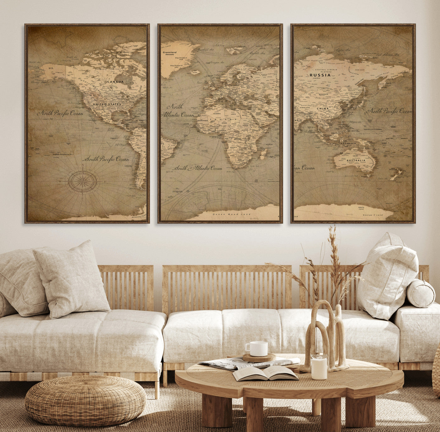 49946617-MGV-CV-36X24 - World Map Wall Art Canvas Print, Modern Decorative Framed Map Artwork Prints for Living Room, Office, Bedroom Wall Decor