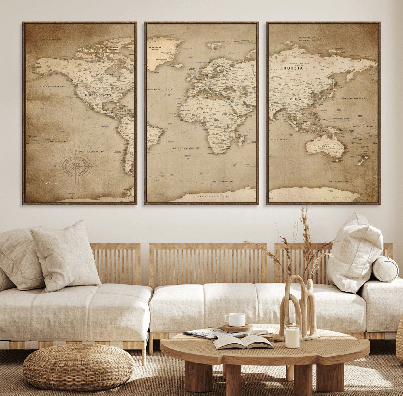 34795134-MGV-CV-36X24 - World Map Wall Art Canvas Print, Modern Decorative Framed Map Artwork Prints for Living Room, Office, Bedroom Wall Decor