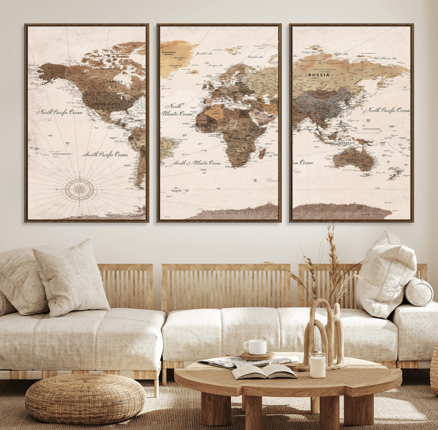 69860078-MGV-CV-36X24 - World Map Wall Art Canvas Print, Modern Decorative Framed Map Artwork Prints for Living Room, Office, Bedroom Wall Decor