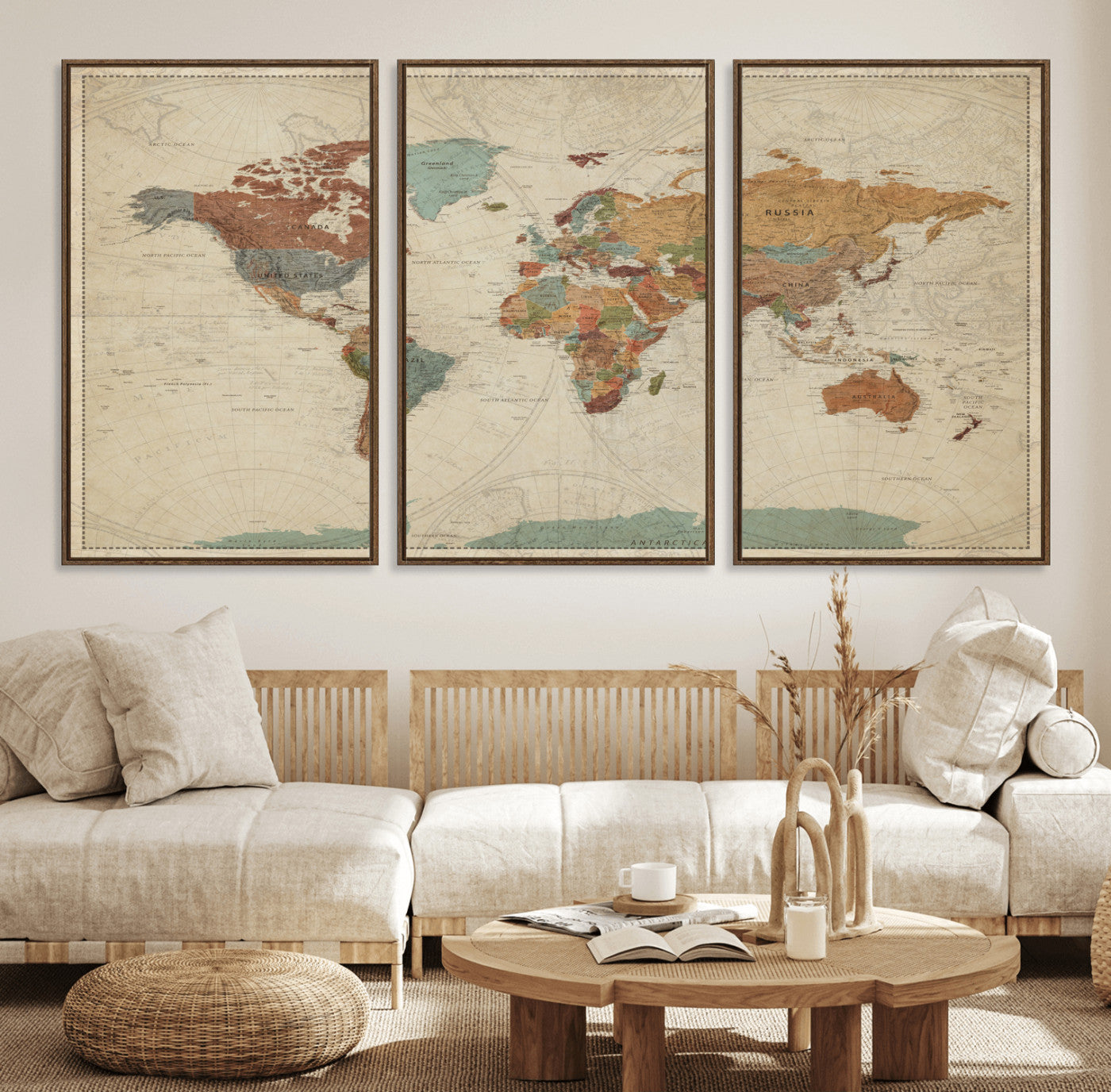 68428598-MGV-CV-36X24 - World Map Wall Art Canvas Print, Modern Decorative Framed Map Artwork Prints for Living Room, Office, Bedroom Wall Decor