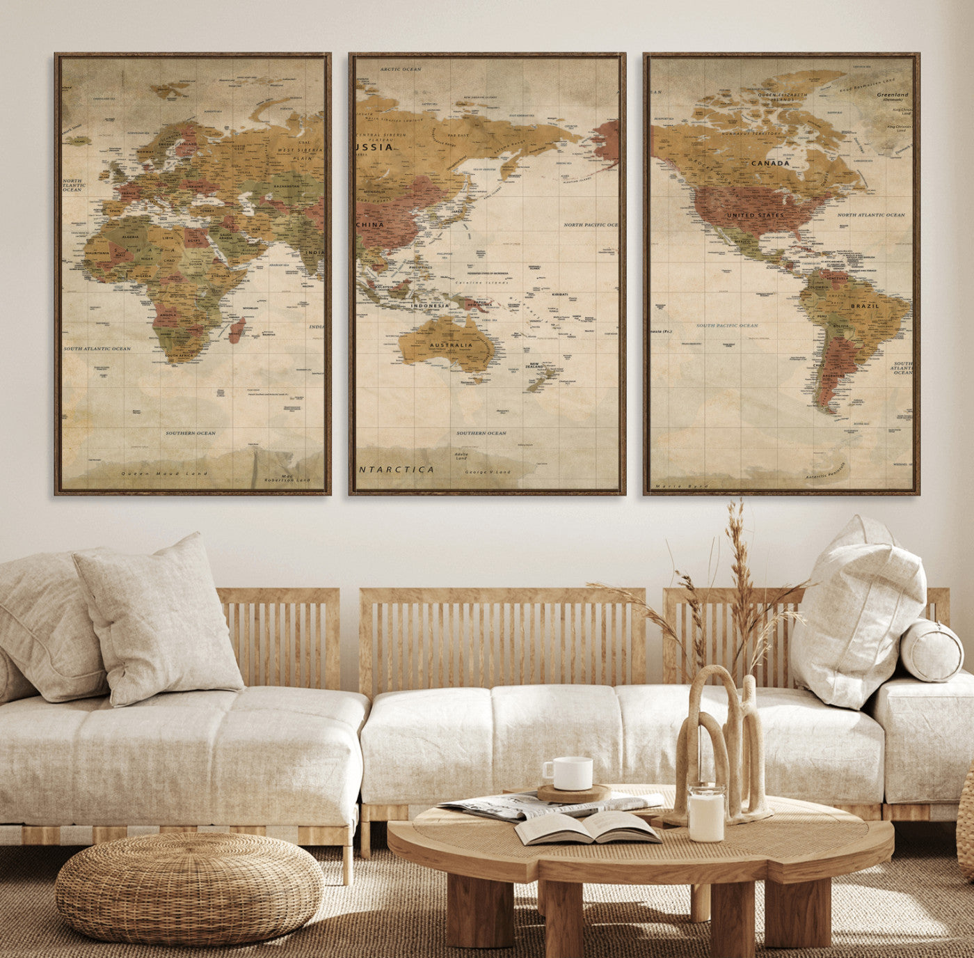 83478963-MGV-CV-36X24 - World Map Wall Art Canvas Print, Modern Decorative Framed Map Artwork Prints for Living Room, Office, Bedroom Wall Decor
