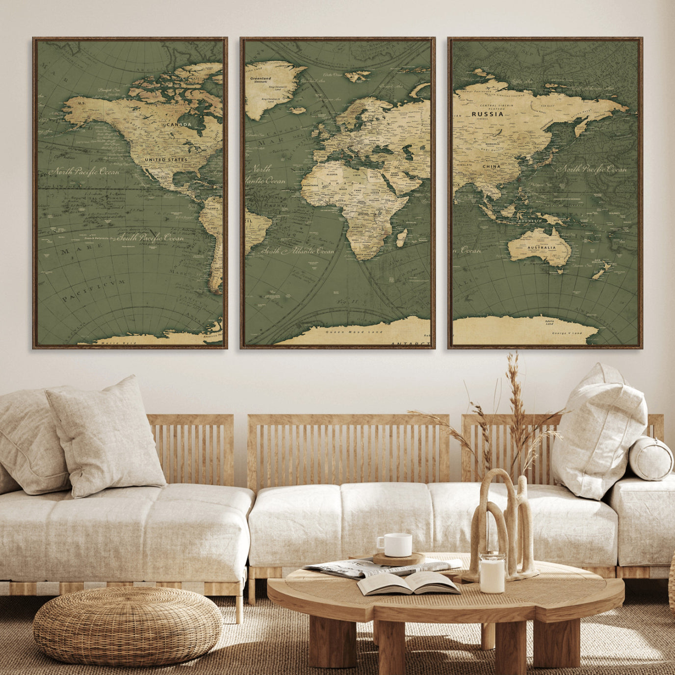 75846040-MGV-CV-36X24 - World Map Wall Art Canvas Print, Modern Decorative Framed Map Artwork Prints for Living Room, Office, Bedroom Wall Decor