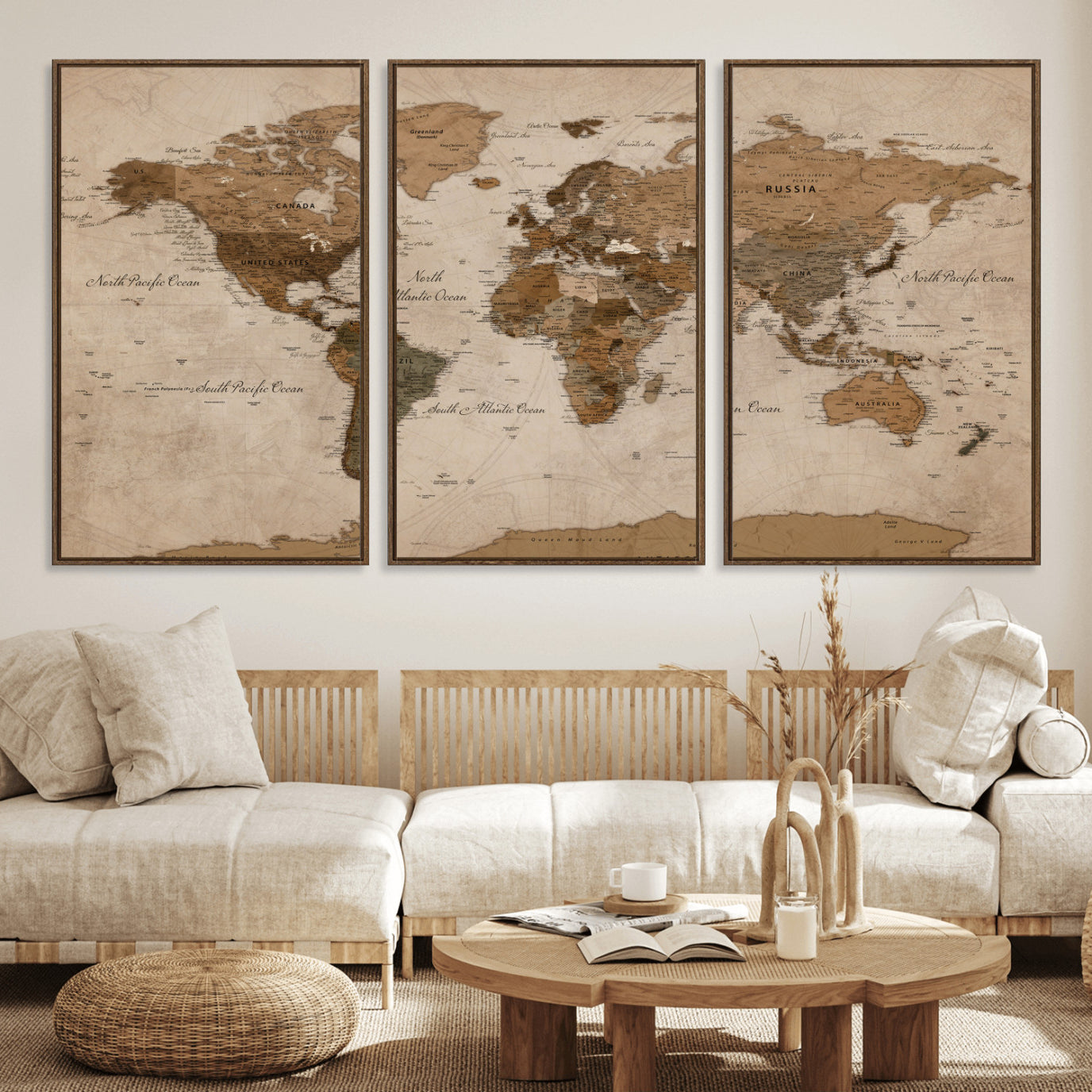40064188-MGV-CV-36X24 - World Map Wall Art Canvas Print, Modern Decorative Framed Map Artwork Prints for Living Room, Office, Bedroom Wall Decor