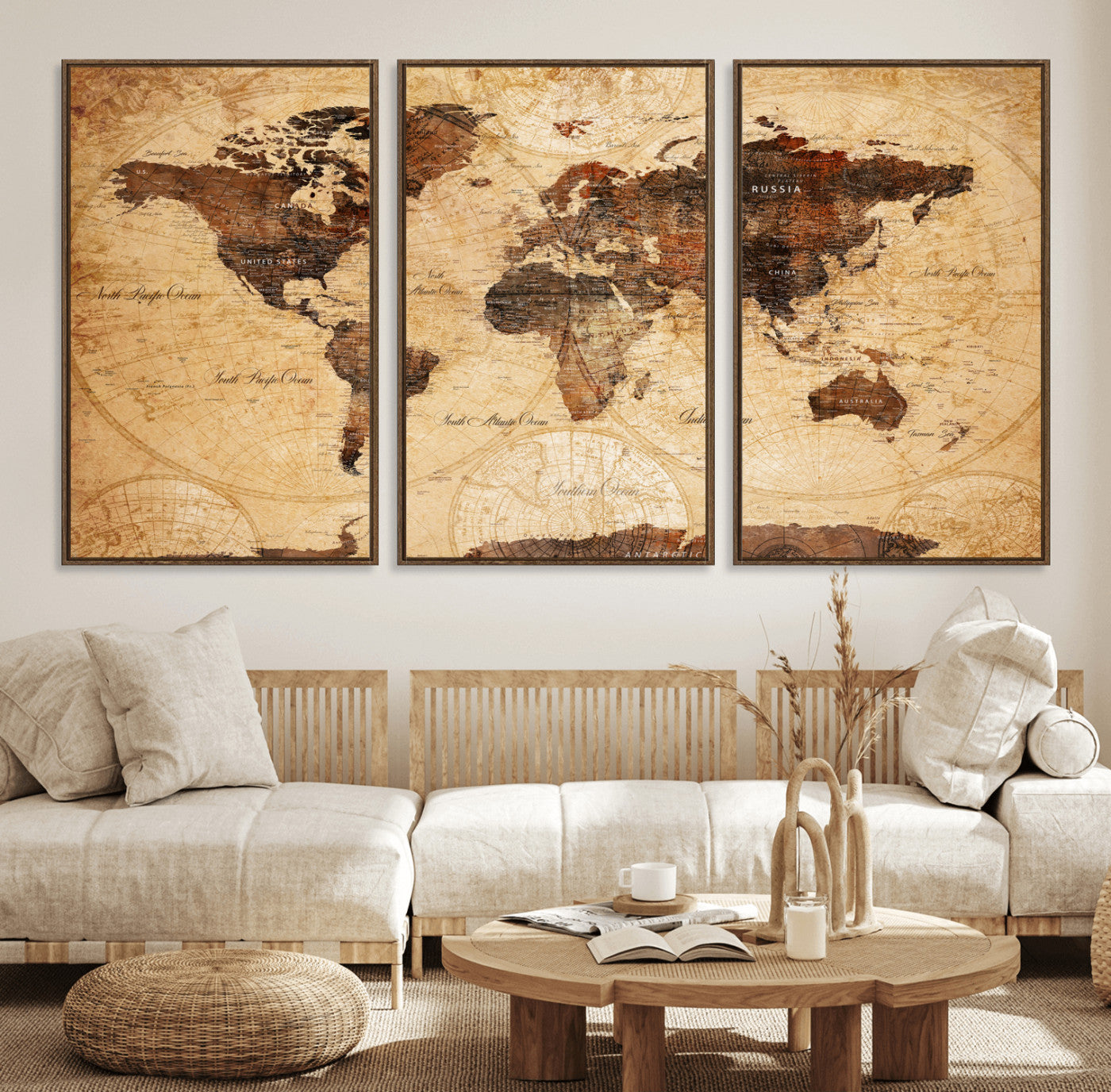 40760475-MGV-CV-36X24 - World Map Wall Art Canvas Print, Modern Decorative Framed Map Artwork Prints for Living Room, Office, Bedroom Wall Decor