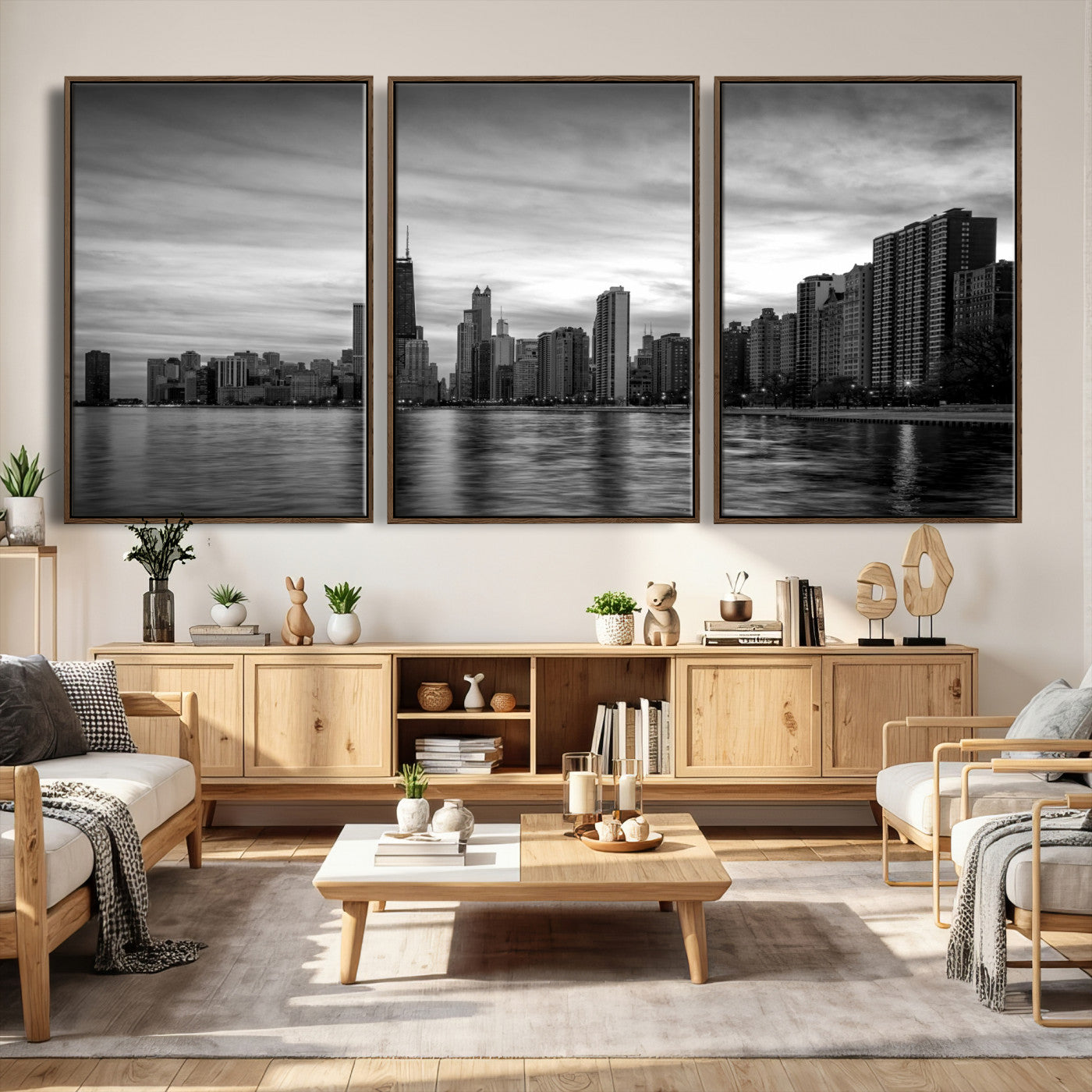 74552581-MGV-CV-36X24 - Chicago Wall Art Canvas Print, Chicago City Downtown Night Cityscape Print for Modern Urban Wall Decor