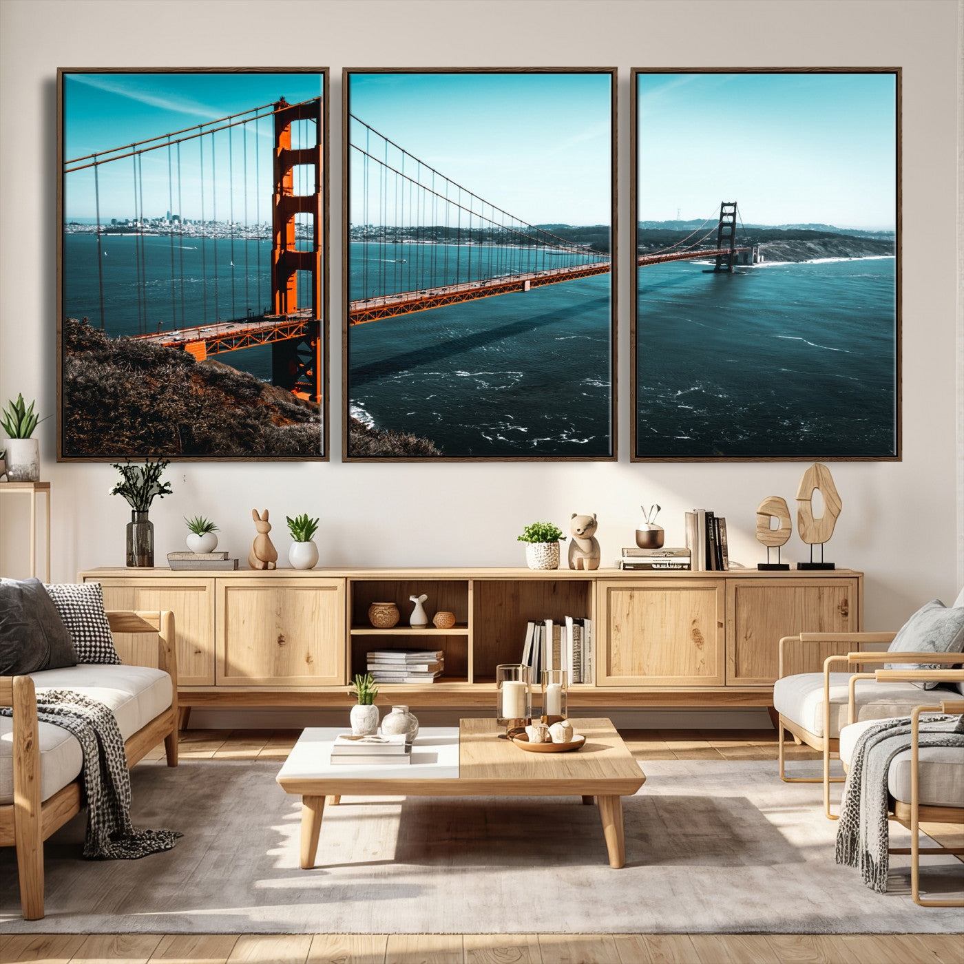 73996404-MGV-CV-36X24 - Golden Gate Bridge Wall Art Canvas Print – San Francisco Landmark Photography Artwork Print for Living Room, Office, and Modern Decor