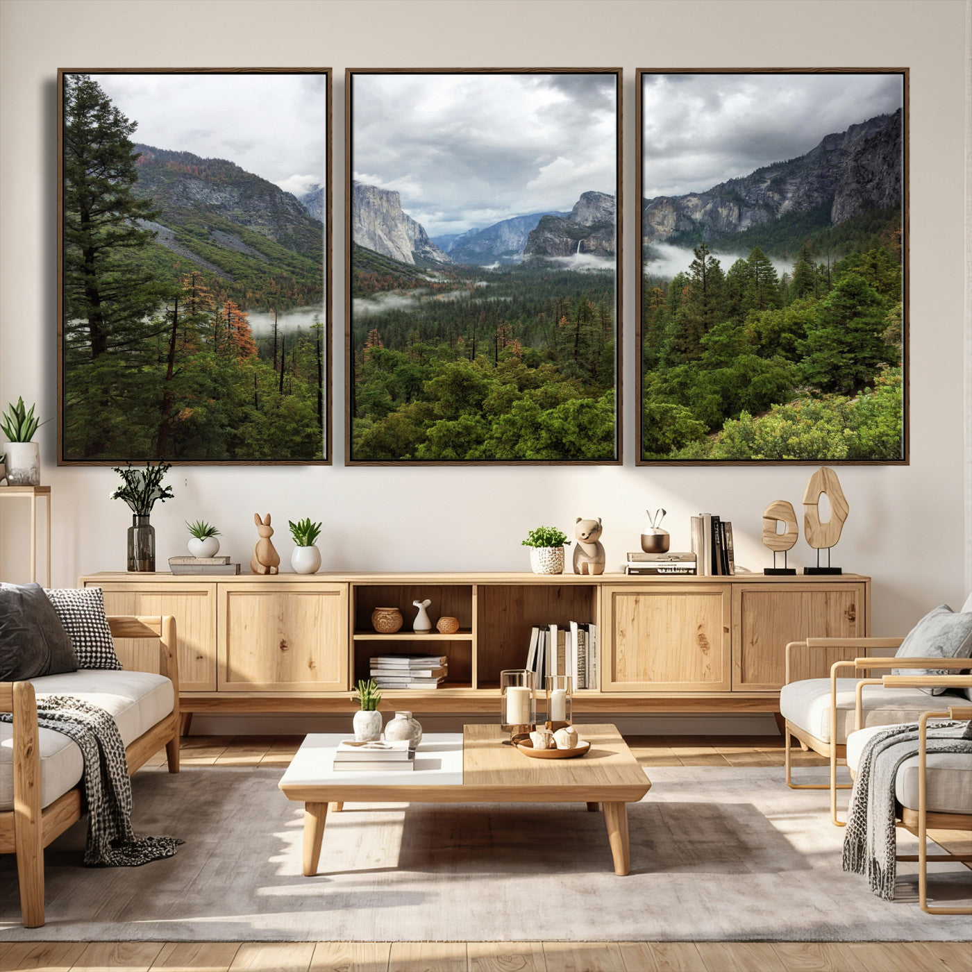 46168759-MGV-CV-36X24 - Yosemite Valley Wall Art Canvas Print, El Capitan Mountain Landscape Nature Wall Decor