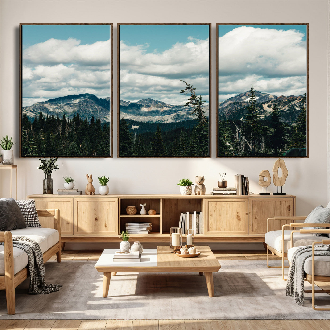 30416773-MGV-CV-36X24 - Mountain Forest Wall Art Canvas Print, Alpine Pine Tree Landscape Photography, Scenic Wilderness Mountain View, Nature Wall Decor