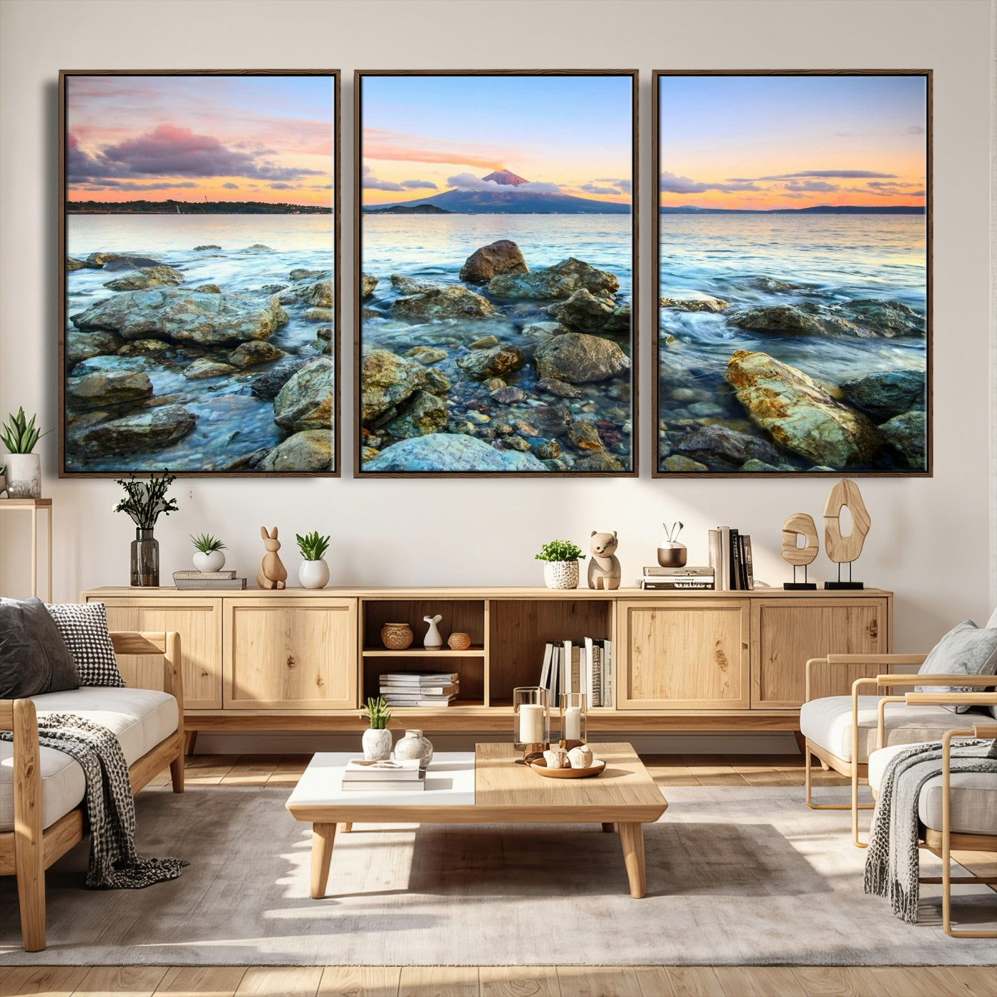 46869511-MGV-CV-36X24 - Mayon Volcano Seascape Landscape Wall Art Canvas Print, Tropical Ocean Shore Mountain Canvas Print, Philippines Coastal Scenic Art Printing