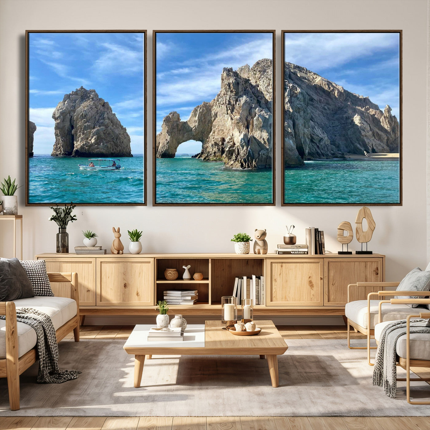 20946478-MGV-CV-36X24 - El Arco Cabo San Lucas Ocean Arch Wall Art Canvas Print, Baja California Rock Arch Seascape Canvas Print, Mexico Coastal Landmark Scenic Art Printing