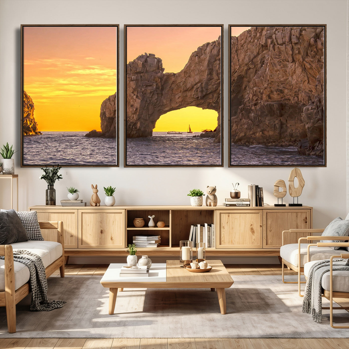 66414515-MGV-CV-36X24 - El Arco Cabo San Lucas Ocean Arch Wall Art Canvas Print, Baja California Rock Arch Seascape Canvas Print, Mexico Coastal Landmark Scenic Art Printing