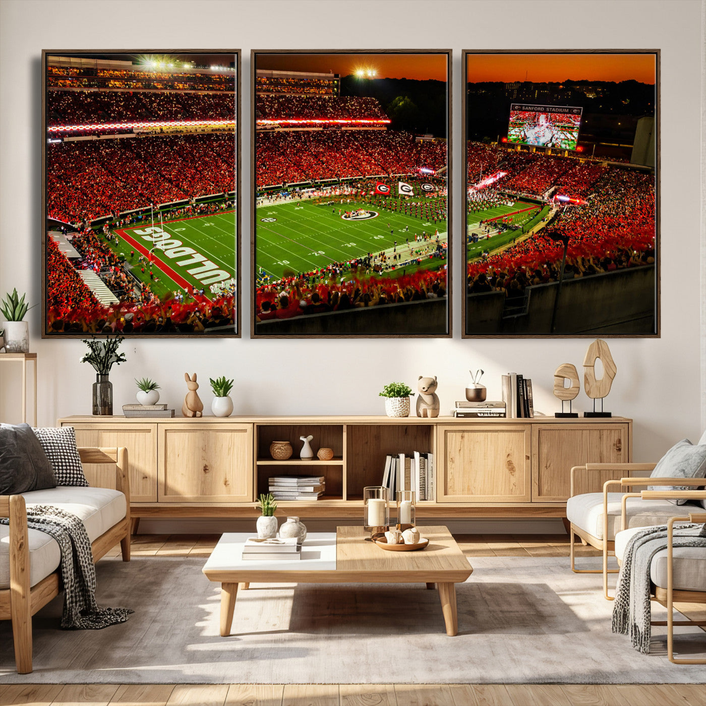 48894104-MGV-CV-36X24 - Georgia Bulldogs Stadium Wall Art Canvas Print, Sanford Stadium Night Game Panorama, College Football Crowd Wall Decor