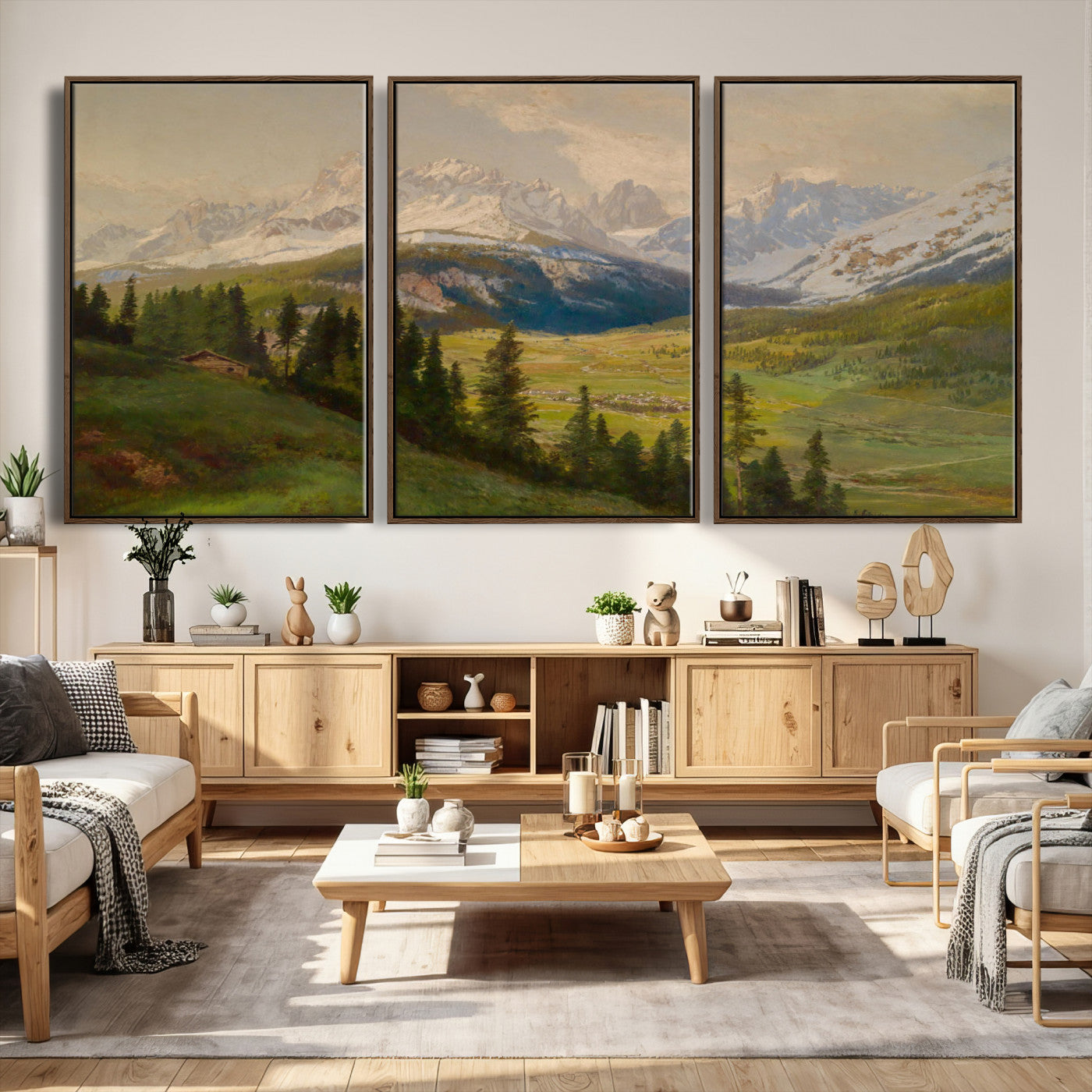 60864994-MGV-CV-36X24 - Konrad Petrides View From Mount Helm Wall Art Canvas Print - Watercolor Sexten and the Sextener Sonnenuhr Art Canvas Print