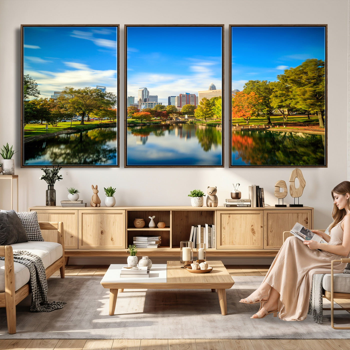 83254720-MGV-CV-36X24 - Charlotte Skyline Canvas Wall Art Print – North Carolina Cityscape Photography Print