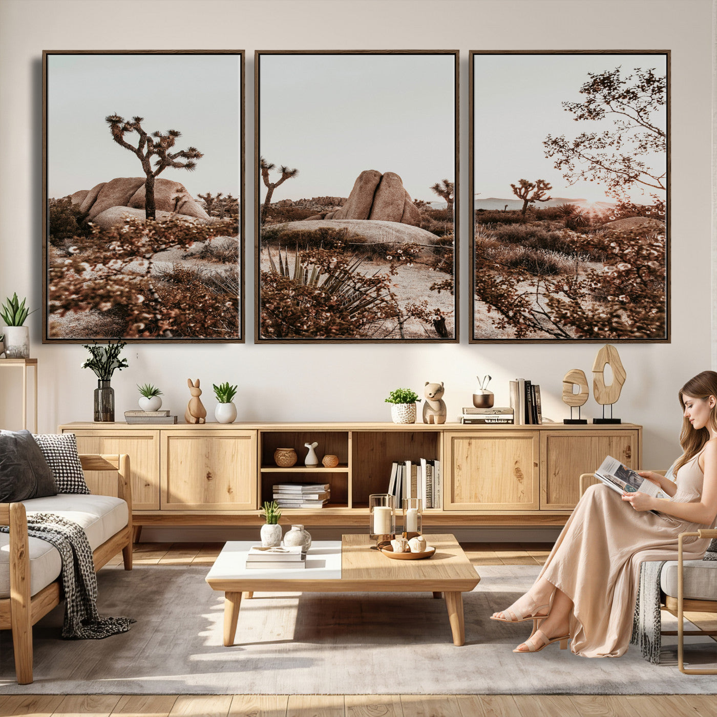 75778944-MGV-CV-36X24 - Joshua Tree Desert Canvas Wall Art Print - Desert Landscape Photography, Boho Southwest Wall Decor, Nature Canvas - Ready to Hang