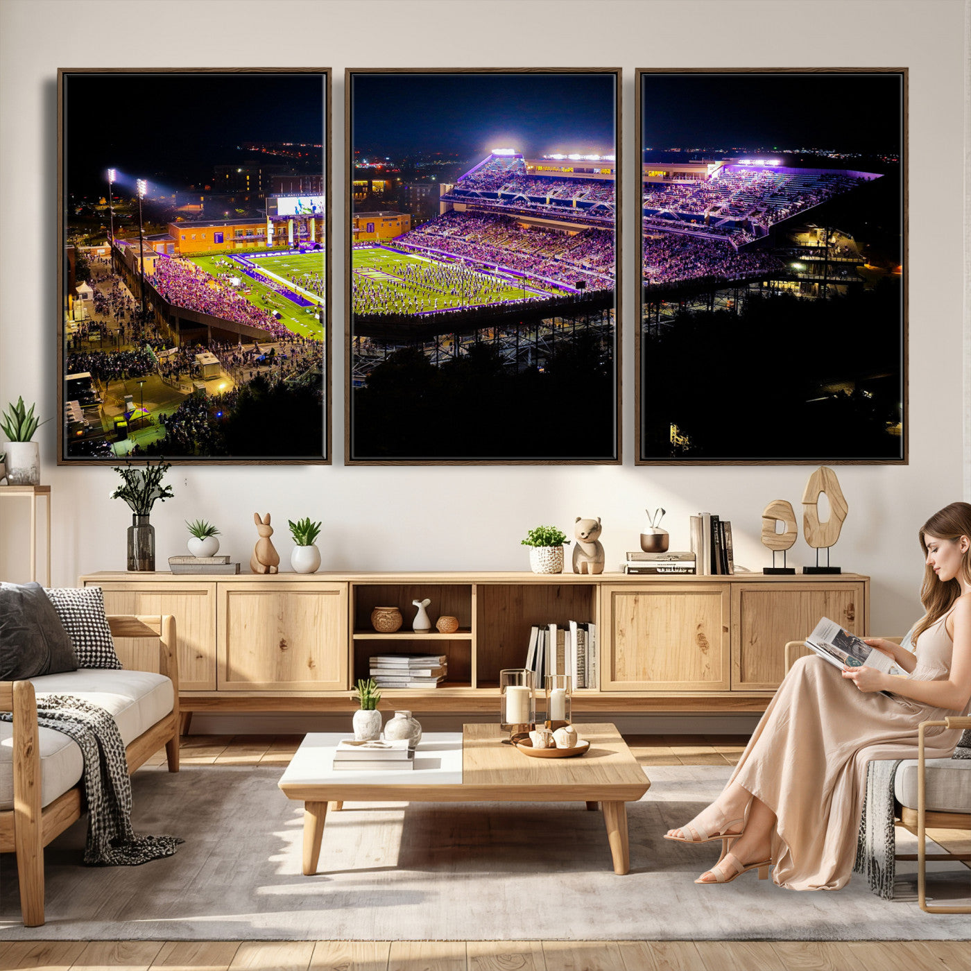 400867JMU2-MGV-CV-36X24 - JMU Stadium Wall Art Canvas Print for Game Room Decor - James Madison University Stadium
