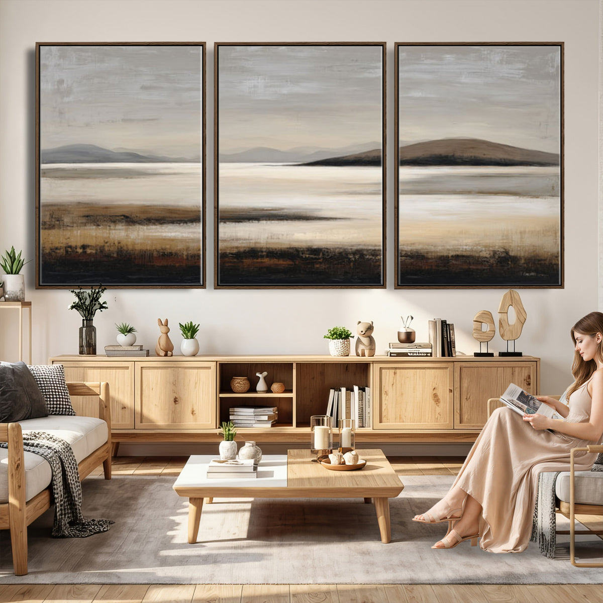 70892205-MGV-CV-36X24 - Modern Abstract Landscape Canvas Wall Art, Minimalist Nature Printing