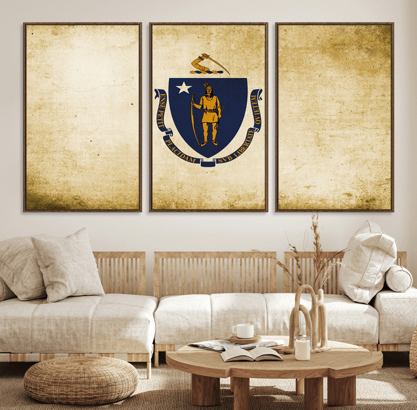 37316-MGV-FC-60X30-3P_Walnut-Massachusetts Flag Wall Art Canvas Print