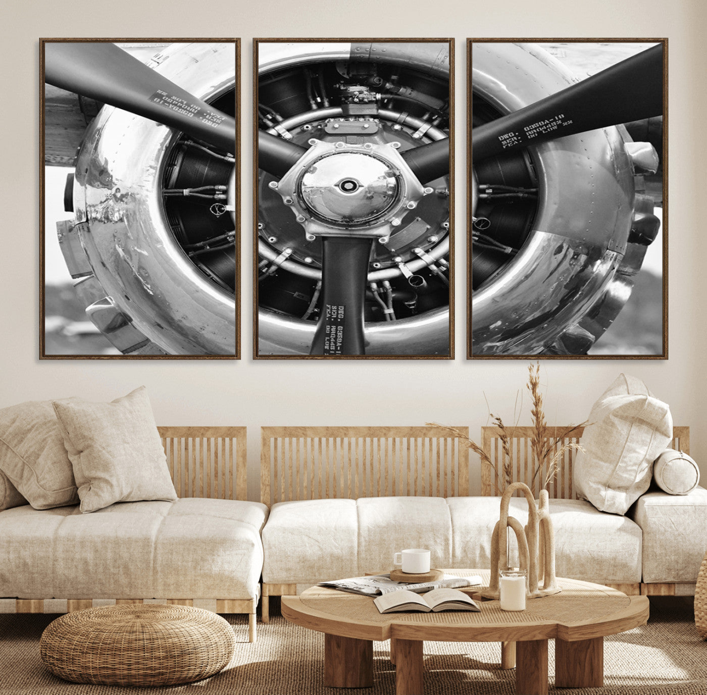 28132-MGV-FC-60X30-3P_Walnut-Vintage Airplane Wall Art Canvas Print
