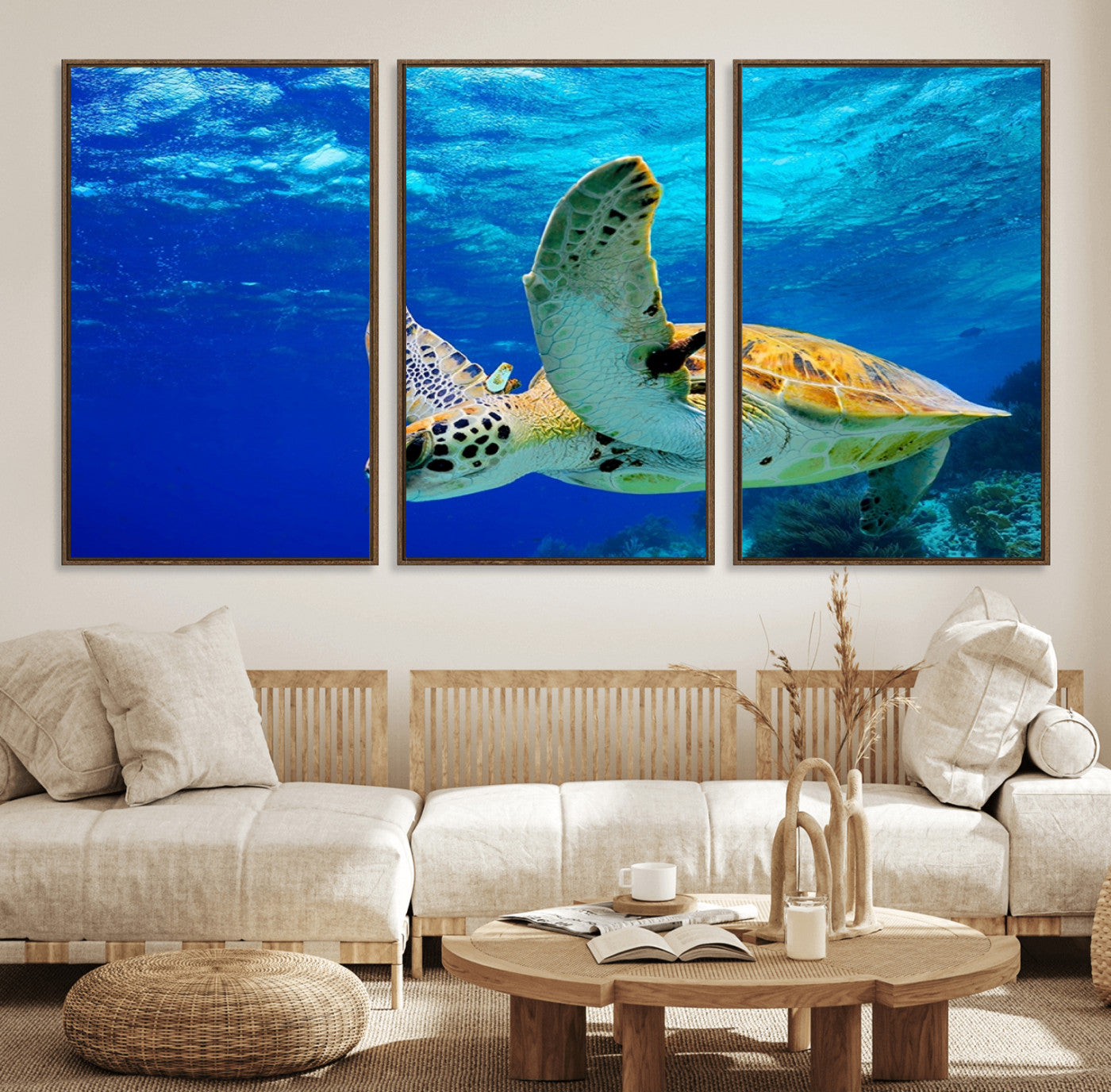 16292-MGV-CV-36X24-Sea Turtle Wall Art Canvas Print, Sea life in the Ocean Wall Art Printing