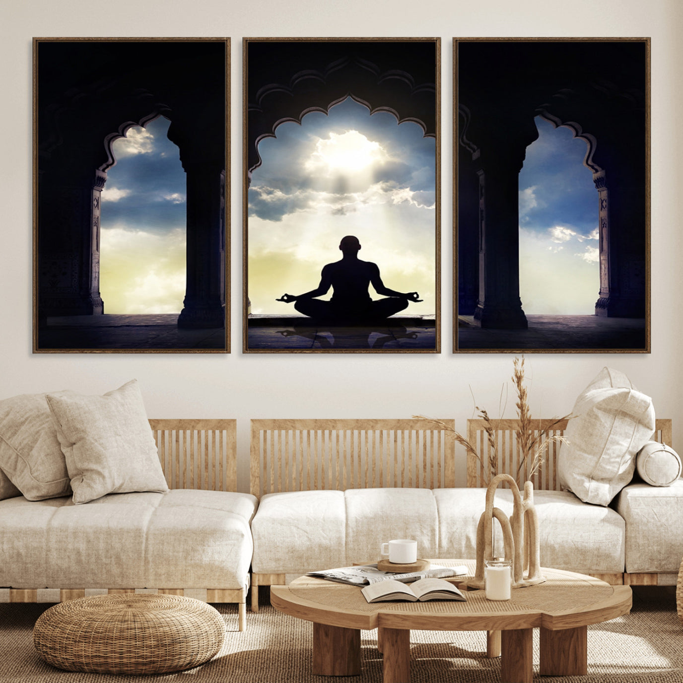 26862-MGV-FC-60X30-3P_Walnut-Women and Yoga Wall Art Canvas Print