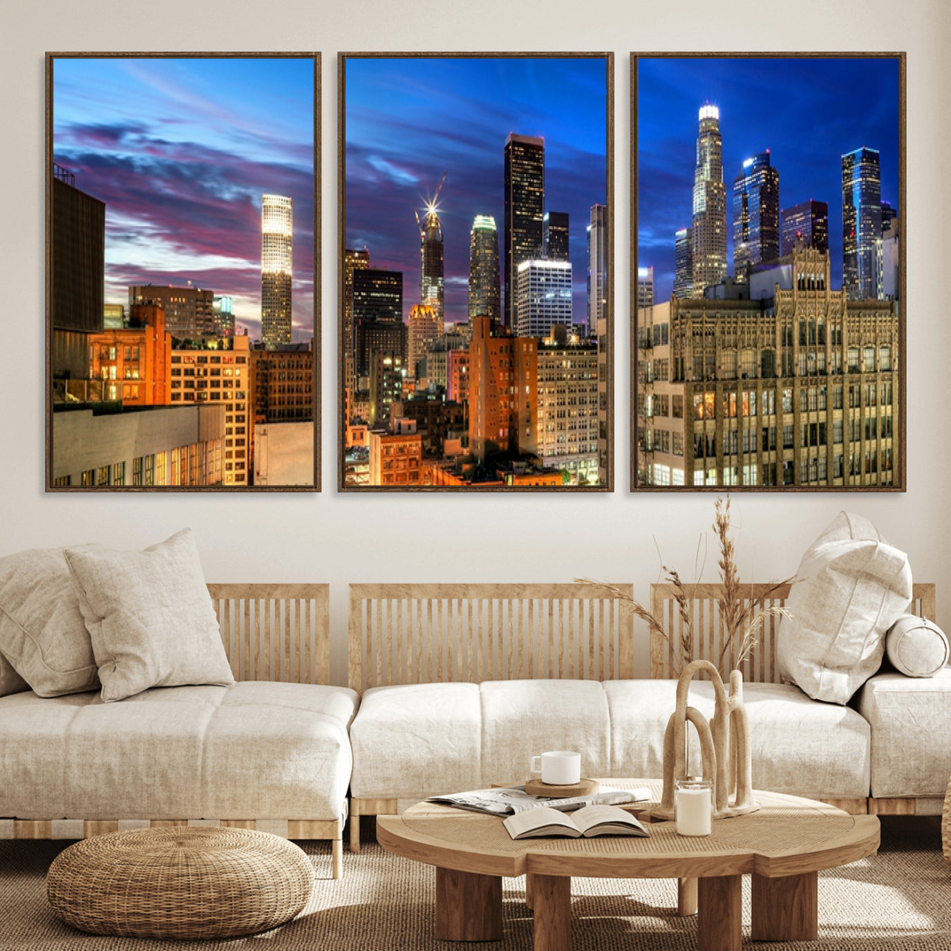39051-MGV-FC-60X30-3P_Walnut-Los Angeles Night Wall Art Canvas Print