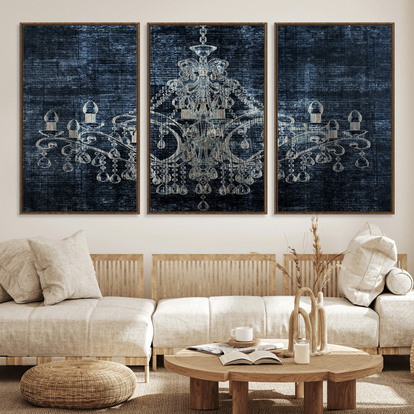 52092-MGV-FC-60X30-3P_Walnut-Dark Chandelier Wall Art Canvas Print