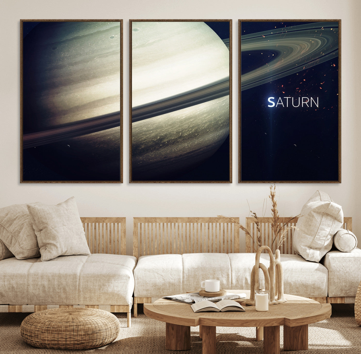 53060-MGV-FC-60X30-3P_Walnut-Framed Saturn Wall Art Canvas Print