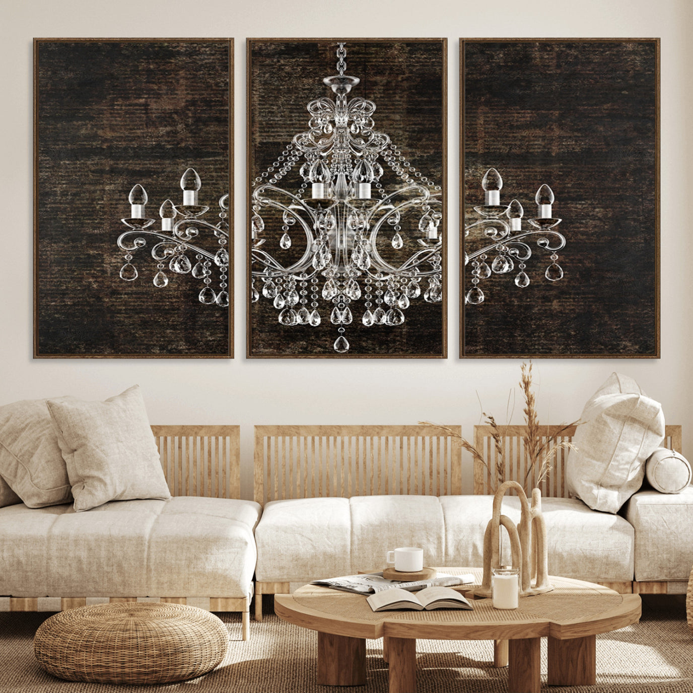 69434-MGV-FC-60X30-3P_Walnut-Rustic Chandelier Canvas Print
