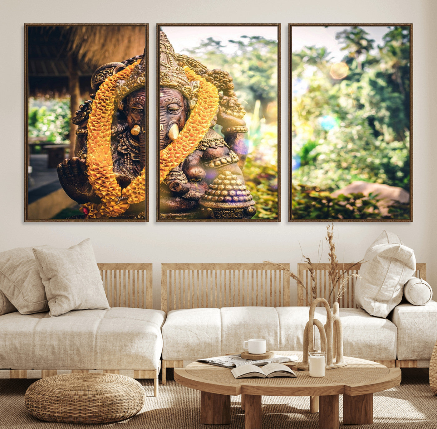 42278-MGV-FC-60X30-3P_Walnut-Hinduism Statue Wall Art Canvas Print