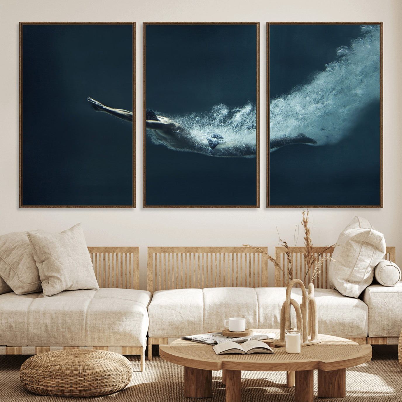 48463-MGV-FC-60X30-3P_Walnut-Swimmer Wall Art Canvas Print