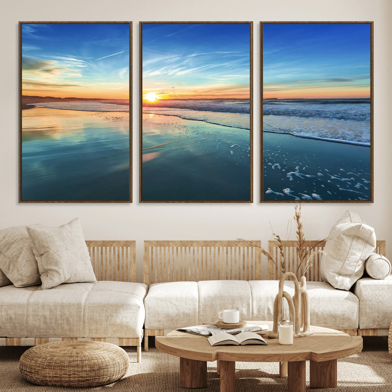 25542-MGV-FC-60X30-3P_Walnut-Blue Sky and Beach Wall Art Canvas Print