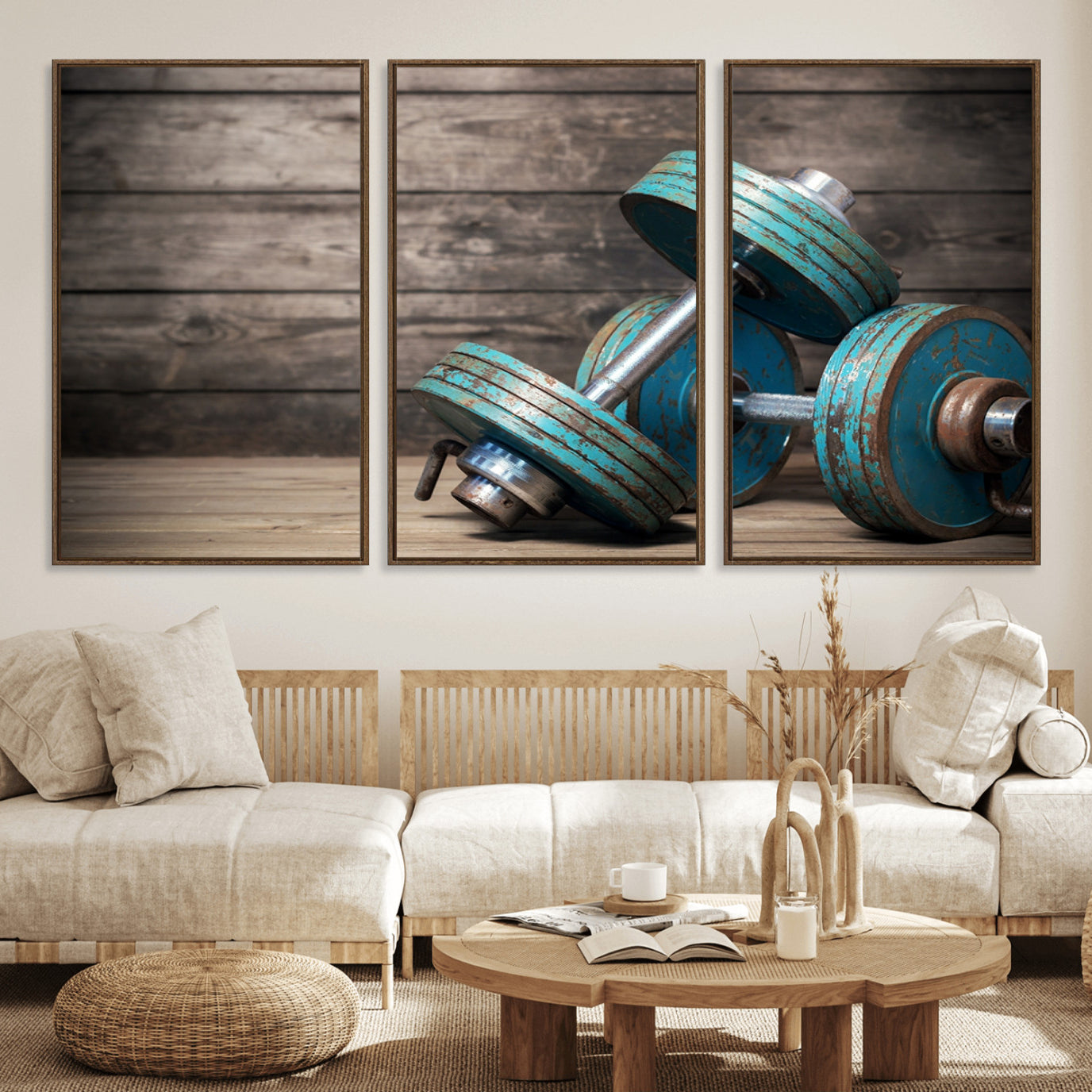 39364-MGV-FC-60X30-3P_Walnut-Dambell and Sport Wall Art Canvas Print